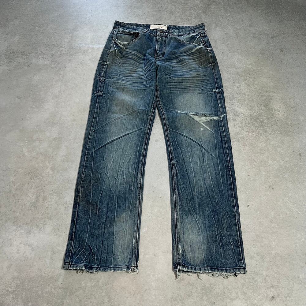 GS115 Original Brand Relaxed Straight Men's Size 32x33 Jeans Baggy Embroidered